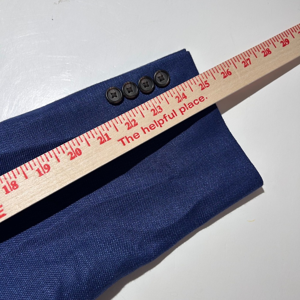 LRL Lauren 46R Sport Coat Linen Blend Blue Two Button Lined Vented Formal Summer - Picture 12 of 13